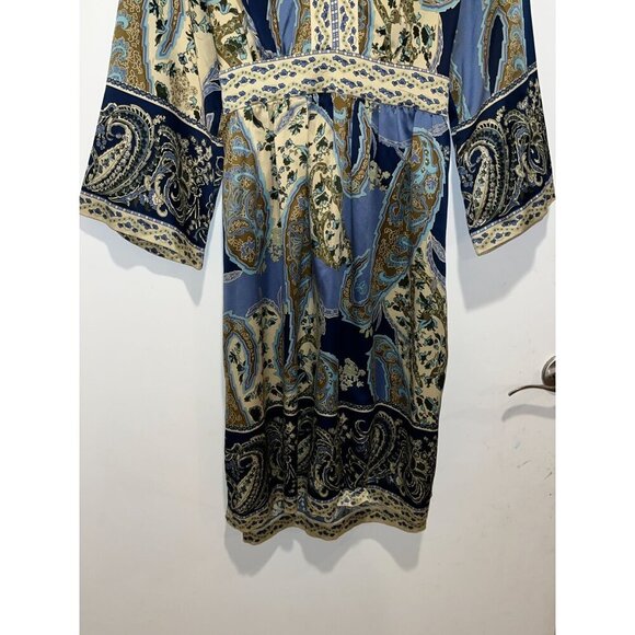 ICE Vintage Boho Paisley Print V-Neck Midi Dress Size 8 - Picture 3 of 8